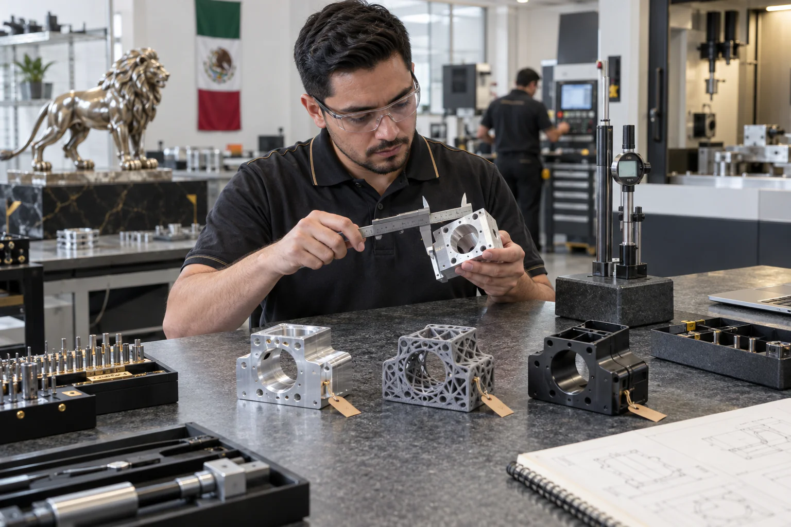 First-article samples compared with precision inspection tools