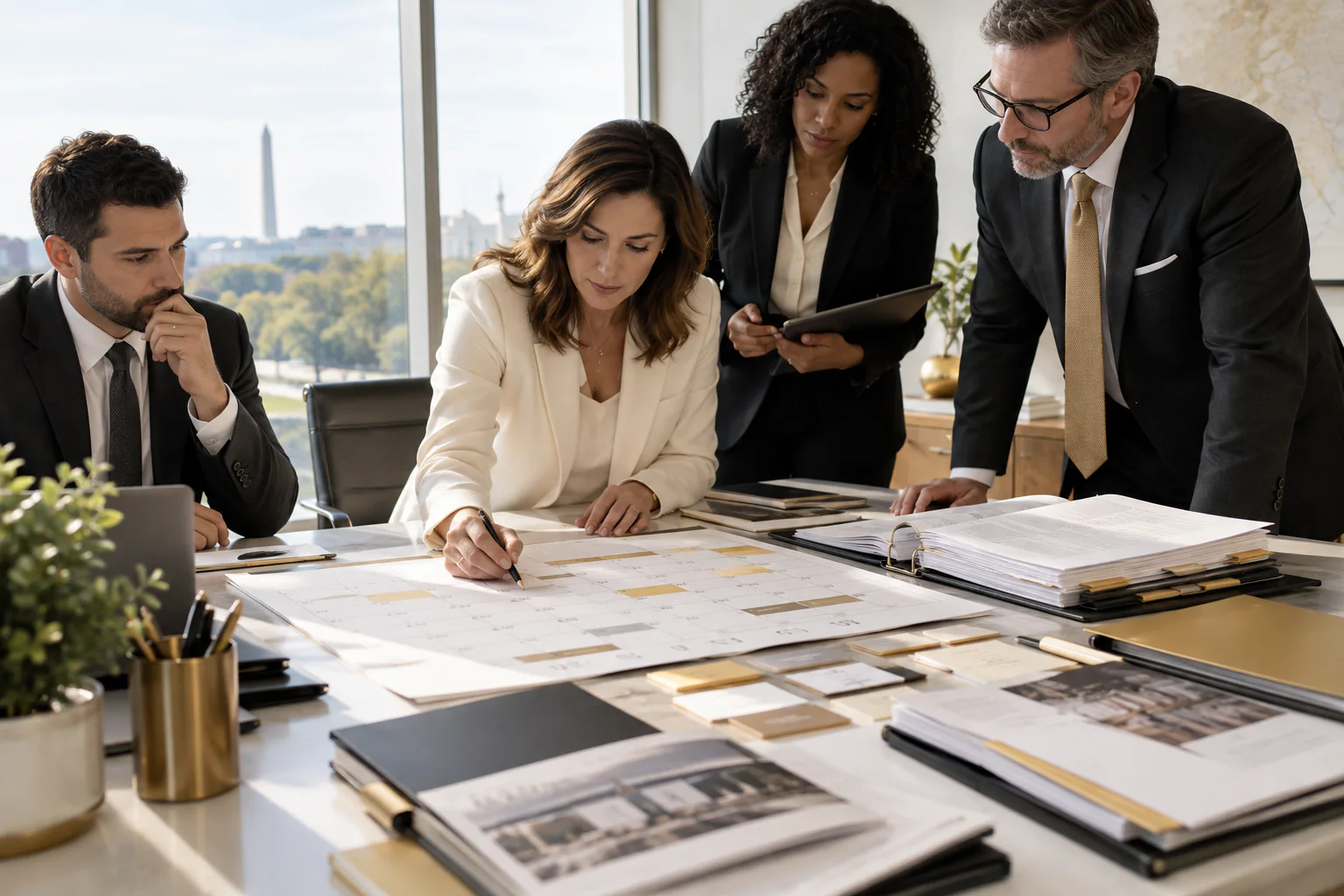 Contract administration team organizing obligations and delivery records